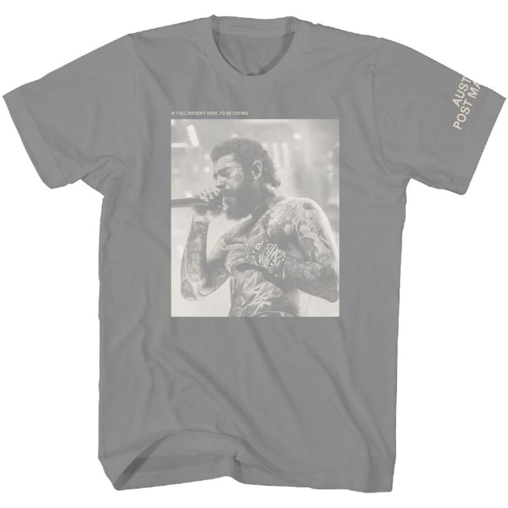 Post Malone - Post Malone - Singing Photo T-Shirt - XL Gray 36881022A4  APPAREL